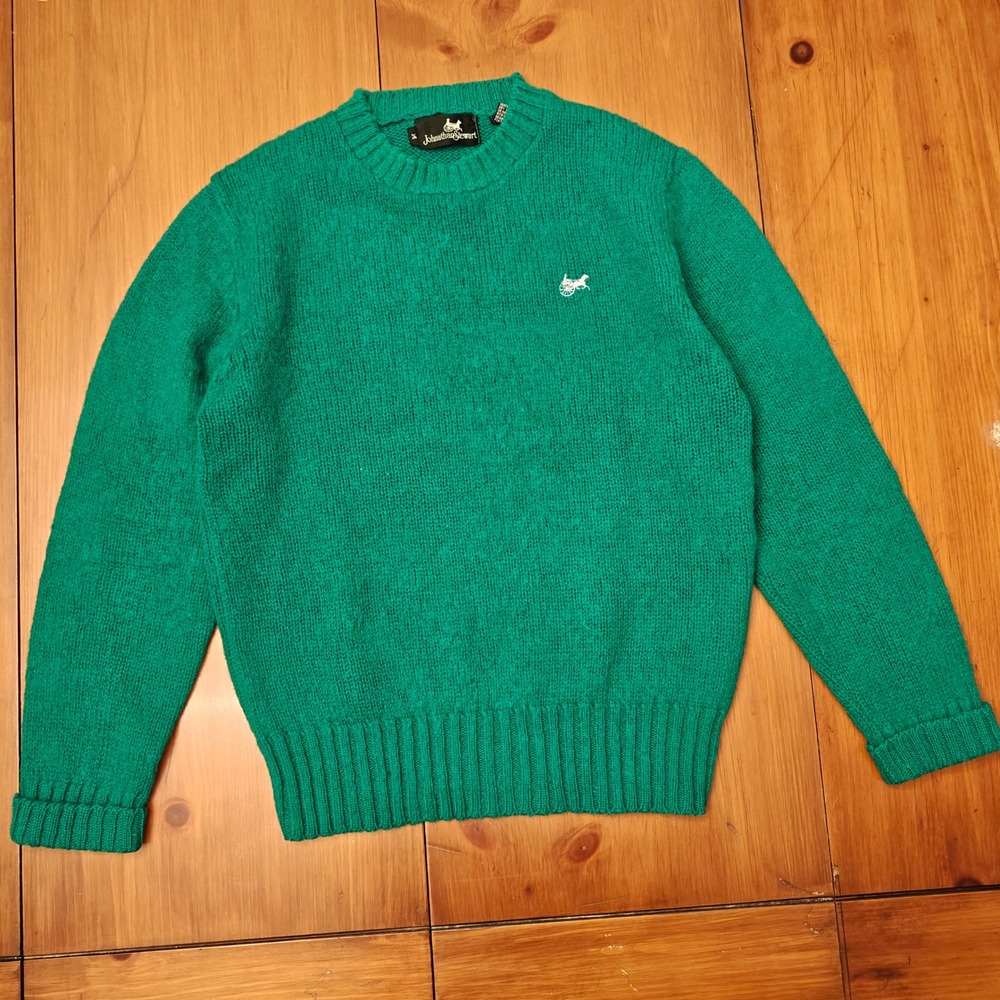 Johnathan Stewart Wool Sweater Vintage Green Crew Neck Pullover Women's Medium‎